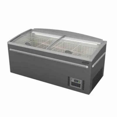 COMBISTEEL - Congélateur bahut gris pour supermarché tête de gondole dégivrage automatique 630 L