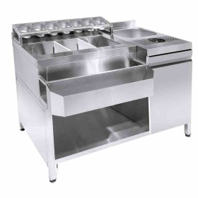 COMBISTEEL - Cocktails bar station incl. évier, lave-verres, bacs gn, speedrail porte-bouteilles