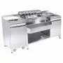 COMBISTEEL - Cocktails bar station incl. évier, lave-verres, bacs gn, speedrail porte-bouteilles, planche à découper et poubelle