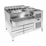 COMBISTEEL - Cocktails bar station réfrigérée incl. évier, lave-verres, bacs GN, speedrail porte-bouteilles