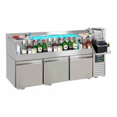 COMBISTEEL - Table réfrigérée 3 portes avec bar à cocktails