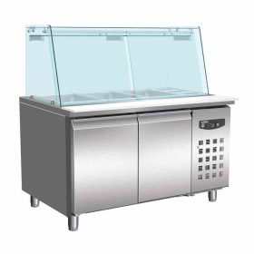 COMBISTEEL - Table réfrigérée saladette avec verre 2 portes 3 x GN 1/1 + 3 x GN 1/6 récipient