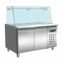 COMBISTEEL - Table réfrigérée saladette avec verre 2 portes 3 x GN 1/1 + 3 x GN 1/6 récipient