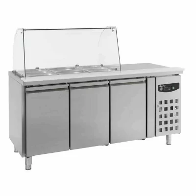 COMBISTEEL - Table réfrigérée saladette avec verre 3 portes