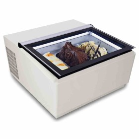 COMBISTEEL - Vitrine à crème glacée blanc de table s'ouvre du côté client 3x5 L