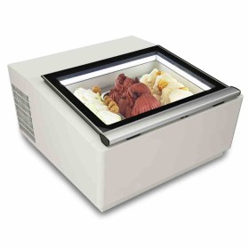 COMBISTEEL - Vitrine à crème glacée blanc de table s'ouvre du côté fonctionnement 3x5 L