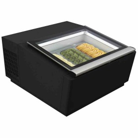 COMBISTEEL - Vitrine à crème glacée noir de table s'ouvre du côté fonctionnement 3x5 L