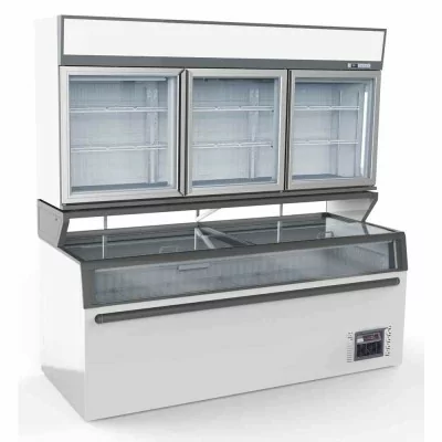 COMBISTEEL - Congélateur murale frigorifique blanc 3 portes en verre