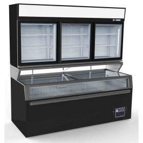 COMBISTEEL - Congélateur murale frigorifique noir 3 portes en verre