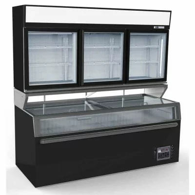 COMBISTEEL - Congélateur murale frigorifique noir 3 portes en verre