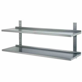 L2G - Etagère murale inox pleine sur cremailleres 2 niveaux L. 1200 mm