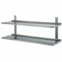 L2G - Etagère murale inox pleine sur cremailleres 2 niveaux L. 1200 mm
