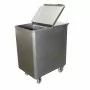 L2G - Bac sel/farine inox 130 L couvercle et separation amovible 4 roues Ø 100 mm