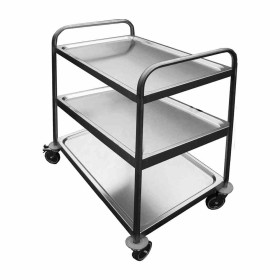 L2G - Desserte demontable inox 3 plateaux 4 roues pivotantes 2 à freins L. 800 mm