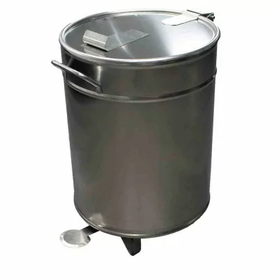 L2G - Bac à dechets 50 L inox roulant 2 roulettes fixes
