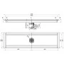 DIAMOND - Caniveau de sol inox 1200 x 300 mm sortie latérale