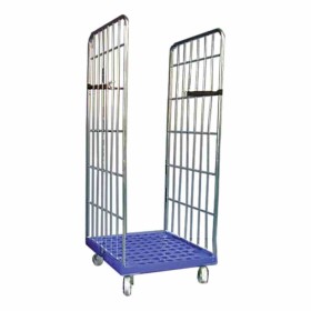 L2G - Rollcontainer avec base plastique sur roulettes dont 2 pivotantes 2 ridelles zinguées démontables