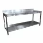 L2G - Table inox démontable adossée avec étagère P. 700 mm L. 700 mm