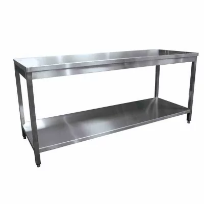 L2G - Table inox démontable centrale avec étagère P. 600 mm L. 1000 mm