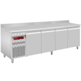 DIAMOND - Table frigorifique ventilée 4 portes GN 1/1 550 L avec dosseret et groupe à gauche