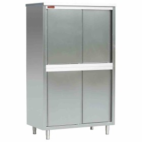 DIAMOND - Déclassé - Armoire haute inox largeur 1200 mm avec portes coulissantes