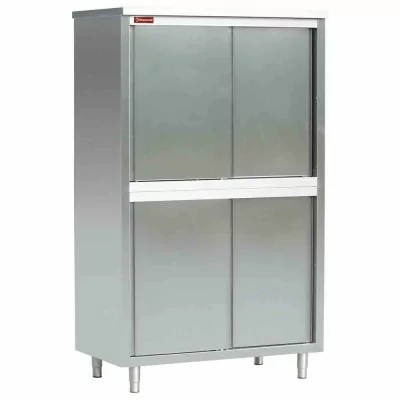 DIAMOND - Déclassé - Armoire haute inox largeur 1200 mm avec portes coulissantes