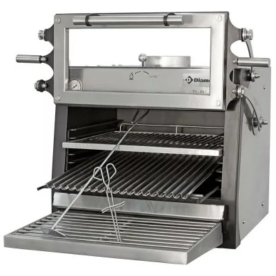 DIAMOND - Déclassé - Four-BBQ à charbon GN 1/1 (60 kg/h) porte relevable/inox