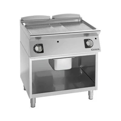 GIORIK - Déclassé - Plancha gaz UNIKA 700 sur baie libre 2 zones inox rainurées L. 800 mm