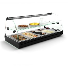 SAYL - Vitrine bain-marie à poser CLASSIC 2P 4 x GN 1/3 étagère