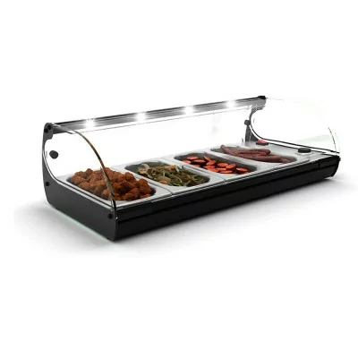 SAYL - Vitrine chauffante standard CLASSIC 1P bain-marie 4 bacs GN 1/3 éclairage LED