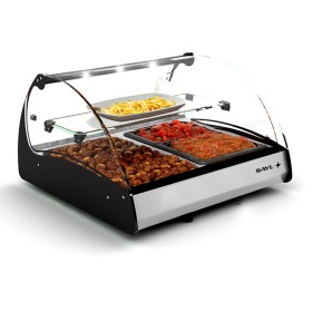 SAYL - Vitrine chauffante à poser SPLENDID bain-marie 2 bacs GN 1/1