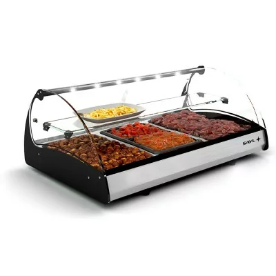 SAYL - Vitrine chauffante à poser SPLENDID bain-marie 3 bacs GN 1/1