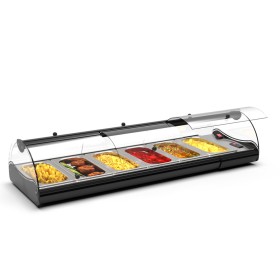 SAYL - Vitrine bain-marie à poser SELF-SERVICE 6 x GN 1/3 éclairage LED