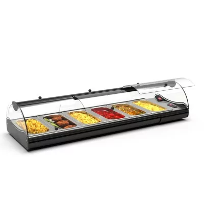 SAYL - Vitrine bain-marie à poser SELF-SERVICE 6 x GN 1/3 éclairage LED