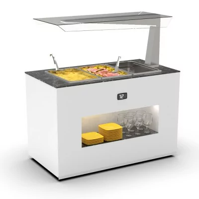 SAYL - Buffet chaud bain-marie 3x GN 1/1 P. 150 mm avec anti-postillon à droite