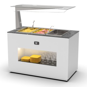 SAYL - Buffet chaud bain-marie 3x GN 1/1 P. 150 mm avec anti-postillon à gauche