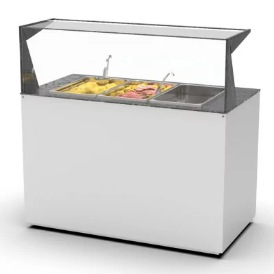 SAYL - Buffet chaud bain-marie 3x GN 1/1 P. 150 mm avec étagère de service arrière