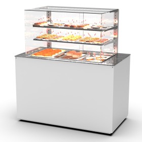 SAYL - Buffet chaud bain-marie 3x GN 1/1 P. 150 mm avec vitrine espace plat arrière