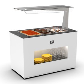 SAYL - Buffet chaud bain-marie 3x GN 1/1 P. 65 mm avec anti-postillon à droite