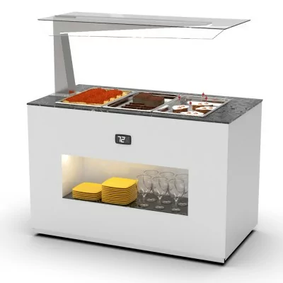 SAYL - Buffet chaud bain-marie 3x GN 1/1 P. 65 mm avec anti-postillon à gauche