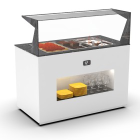 SAYL - Buffet chaud bain-marie 3x GN 1/1 P. 65 mm avec étagère de service avant