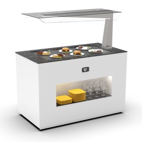 SAYL - Buffet chaud chaleur sèche P. 15 mm L. 1300 mm avec anti-postillon à droite