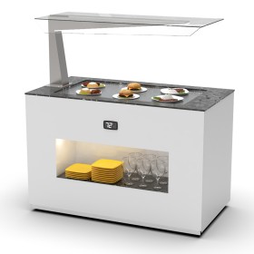 SAYL - Buffet chaud chaleur sèche P. 15 mm L. 1300 mm avec anti-postillon à gauche