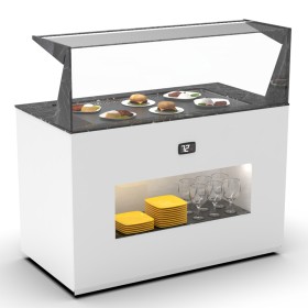 SAYL - Buffet chaud chaleur sèche P. 15 mm L. 1300 mm avec étagère de service avant
