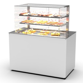 SAYL - Buffet chaud chaleur sèche P. 15 mm L. 1300 mm avec vitrine espace plat arrière