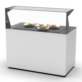 SAYL - Buffet chaud cuve en verre L. 1300 mm avec étagère de service arrière