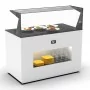 SAYL - Buffet chaud cuve en verre L. 1300 mm avec étagère de service avant
