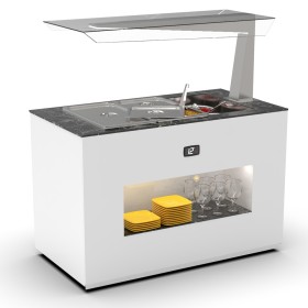 SAYL - Buffet froid avec plaque froide 3x GN 1/1 P. 150 mm avec anti-postillon à droite