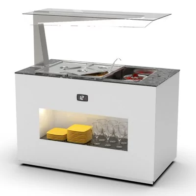 SAYL - Buffet froid avec plaque froide 3x GN 1/1 P. 150 mm avec anti-postillon à gauche