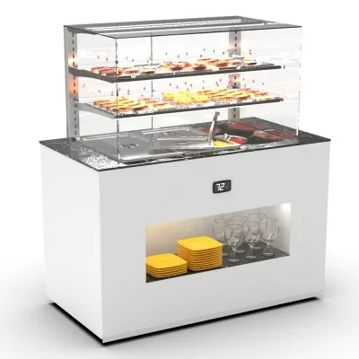 SAYL - Buffet froid avec plaque froide 3x GN 1/1 P. 150 mm avec vitrine espace plat avant